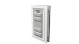 White Endura Flap single flap with lock, angled. Secure dog flap.