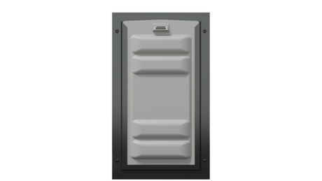 Locked front of the black Endura Flap medium dog door.