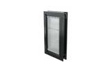 Closed black Endura Flap medium dog door, angled view.