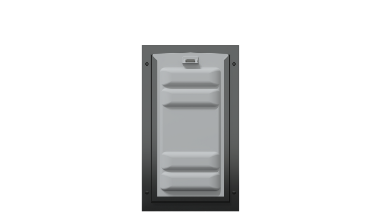 Locked front of the black Endura Flap medium single flap.