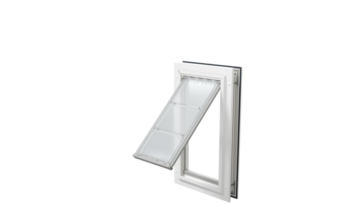 Open white Endura Flap medium single flap, angled access.