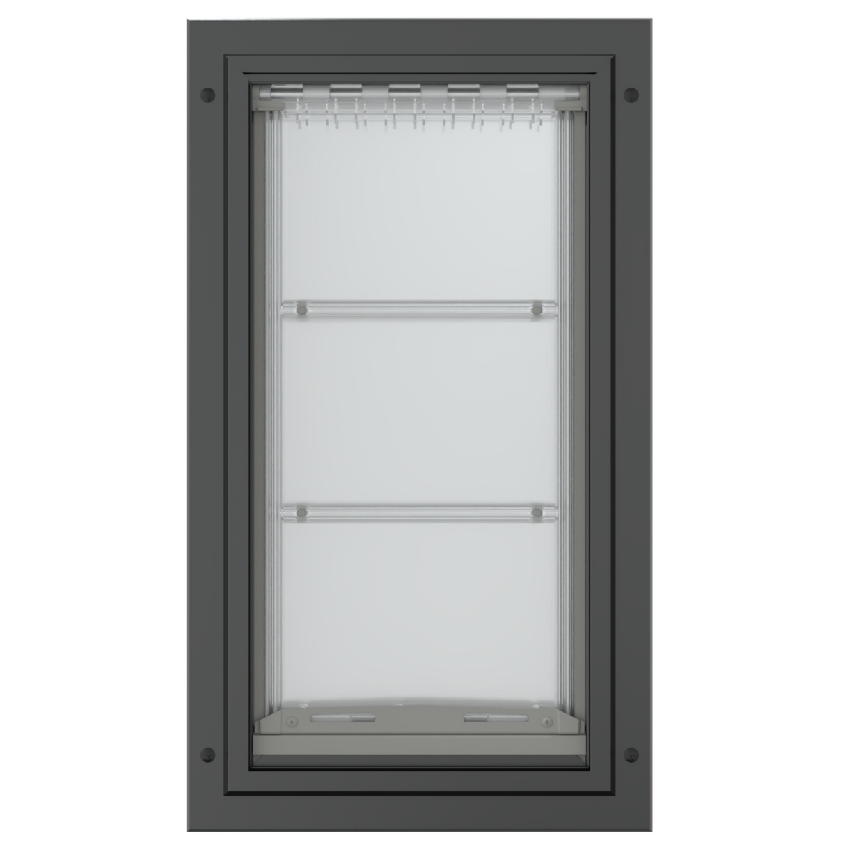 Black Endura Flap pet door, front view. Durable dog door.