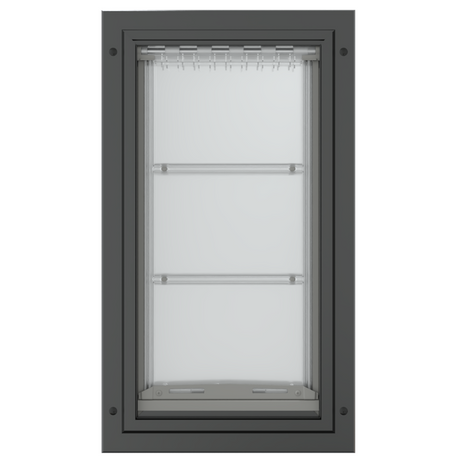 Black Endura Flap pet door, front view. Durable dog door.