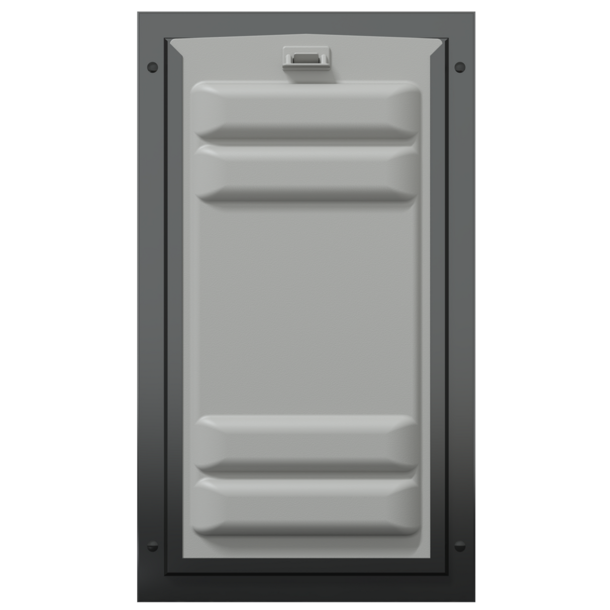 Black Endura Flap door with lock, front. Locking doggie door.