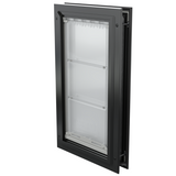 Black Endura Flap door, closed, angled view.