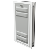 White Endura Flap door with lock, angled view.