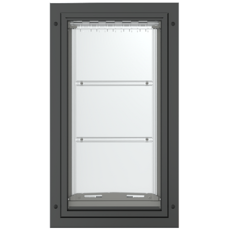 Black Endura Flap single flap, front. Energy efficient dog door.