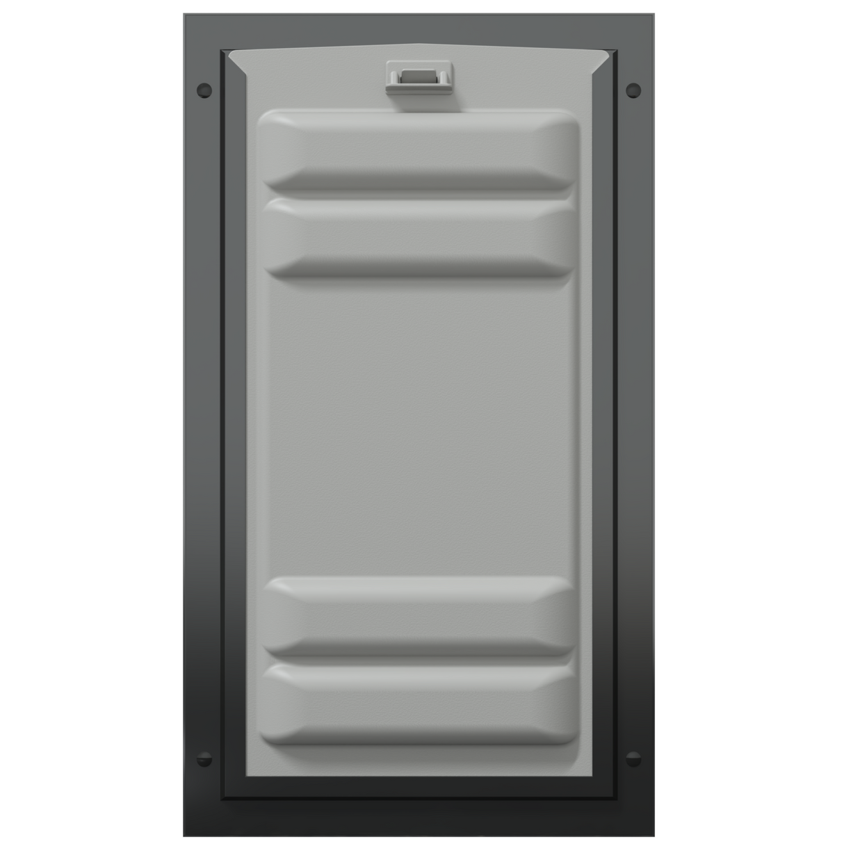 Black Endura Flap single flap with lock, front. Locking pet door.