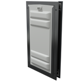 Black Endura Flap single flap with lock, angled. Secure cat flap.