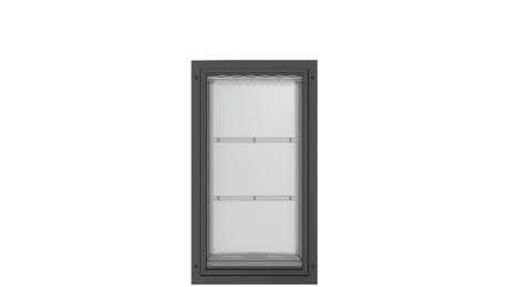 Front view of the black Endura Flap extra large pet door.