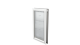 Closed white Endura Flap extra large dog door, angled.