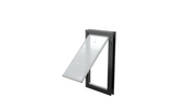 Open black Endura Flap XL single flap, angled dog door.
