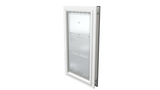 Closed white Endura Flap XL single flap, angled pet door.