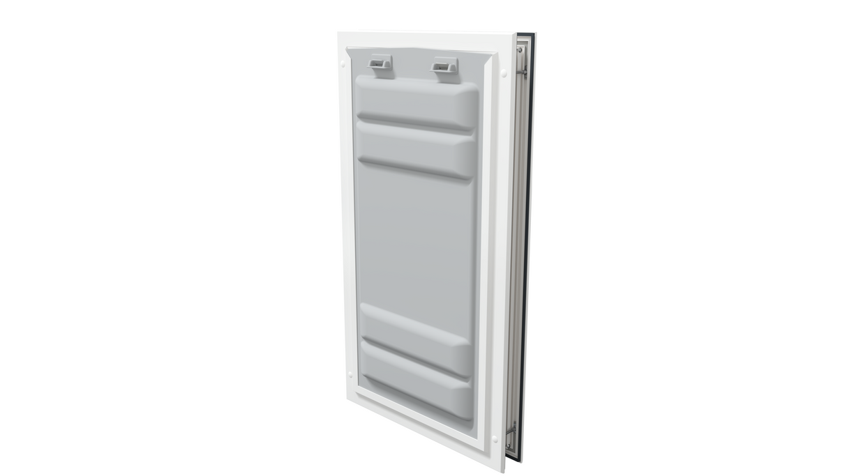 Locked white Endura Flap XL single flap, angled secure.