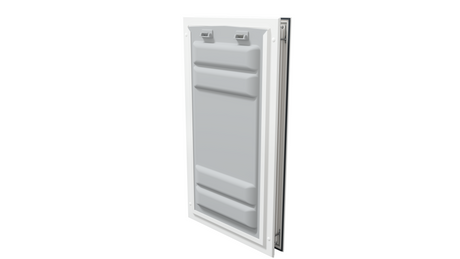 Locked white Endura Flap XL single flap, angled secure.