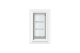 Front view of a white, single flap Endura Flap dog door for wall installation. This durable and energy-efficient endura flap pet door is a perfect solution for pet owners looking for secure dog doors for walls.
