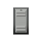 Front view of a black Endura Flap double flap wall mount pet door with the locking cover. This highlights the secure design of this wall mounted dog door.