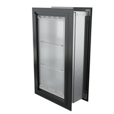 Angled view of a closed, black Endura Flap double flap wall mount pet door. Consider this through wall pet door for superior insulation.