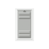 Front view of a white Endura Flap double flap wall mount pet door with the locking cover attached. This shows the added security of this wall dog door.