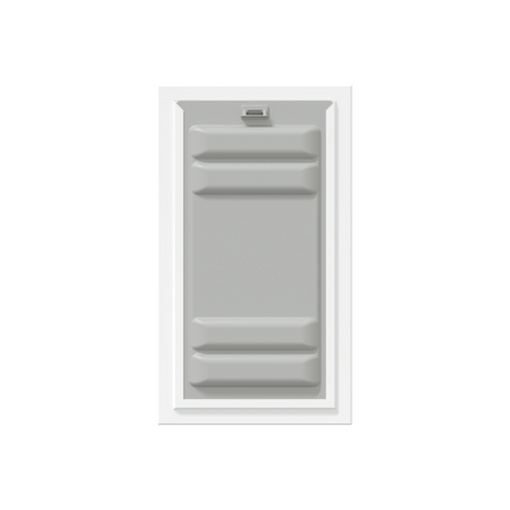 Front view of a white Endura Flap double flap wall mount pet door with the locking cover attached. This shows the added security of this wall dog door.