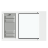 The white Thermo Sash 3e pet window door is shown from the front, featuring the Endura Flap pet door, designed to fit seamlessly into a sash window.