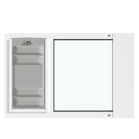 The white Thermo Sash 3e pet window door is shown from the front, featuring the Endura Flap pet door, designed to fit seamlessly into a sash window.