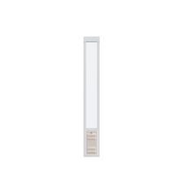 White and gray sliding glass door insert with a pet door at the bottom.