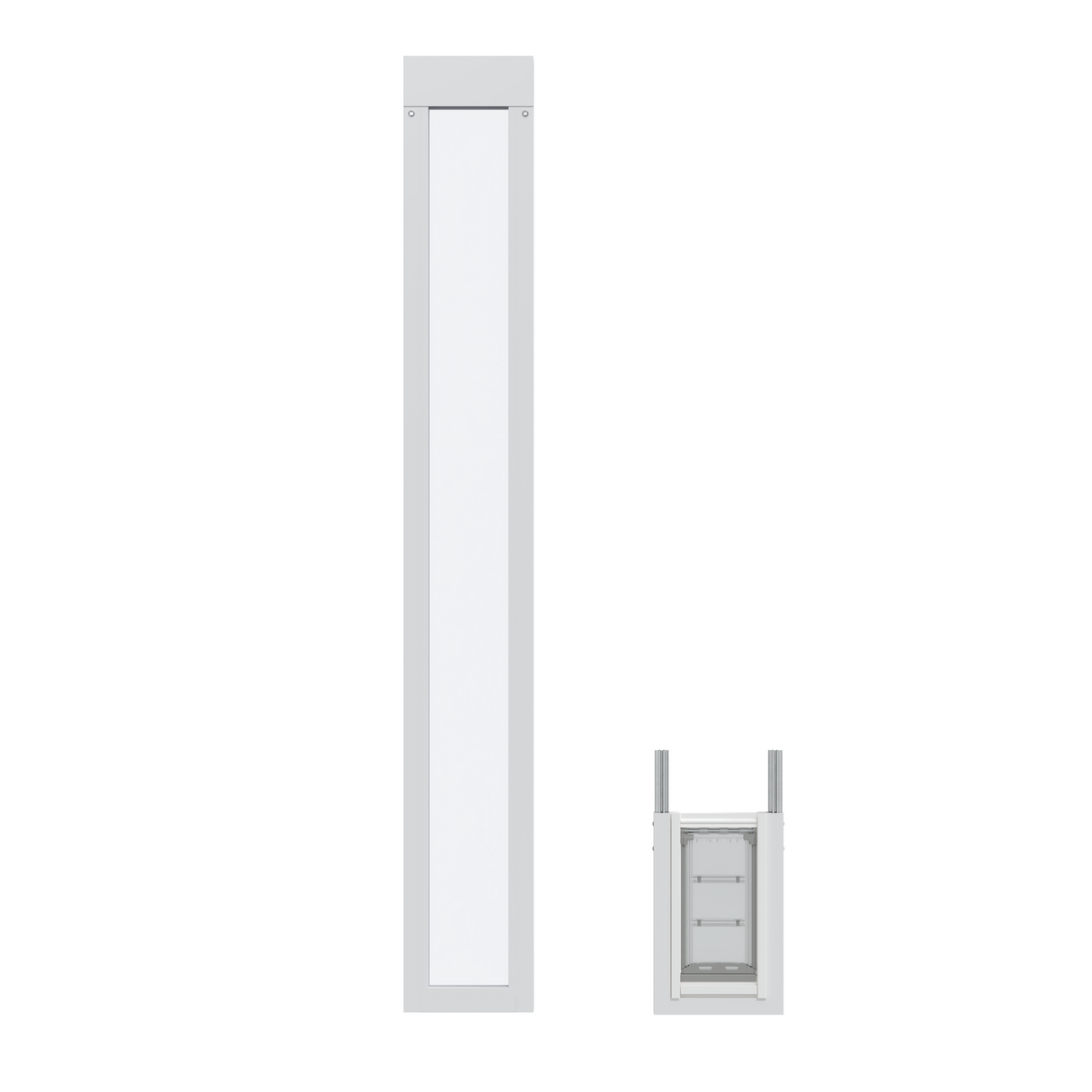 Two white architectural fixtures on a white background.