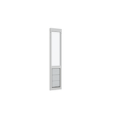 White sliding glass door insert with pet door.