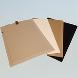 Several differently colored, rectangular plastic clipboard sheets.