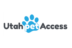 The image displays the "Utah pet Access" logo with a blue paw print.
