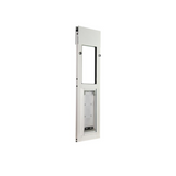 White sliding glass door pet door insert.