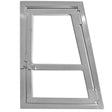 A gray plastic dog door frame with a missing flap._Color_Brushed_Aluminum