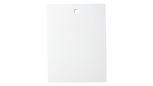 A blank white rectangular tag with a hole at the top.