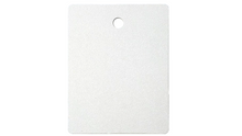 White rectangular tag with a hole.