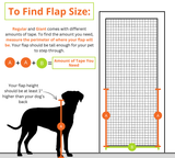 Diagram illustrating how to determine the correct size of a pet door flap.