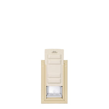 A pet door with a sliding closure is centered on a white background.