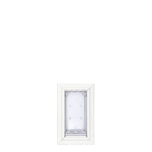 White framed pet door.