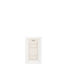 Tan-colored pet door insert with a white frame.