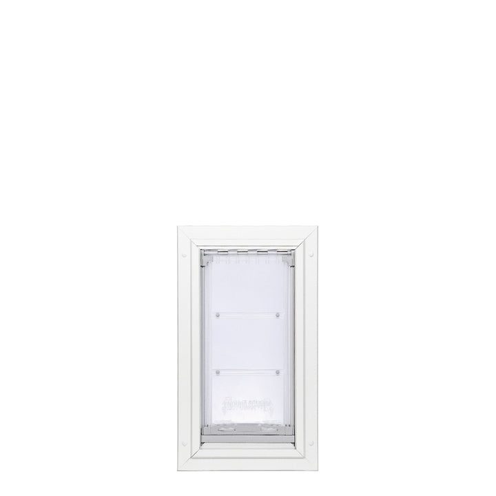 White-framed dog door.