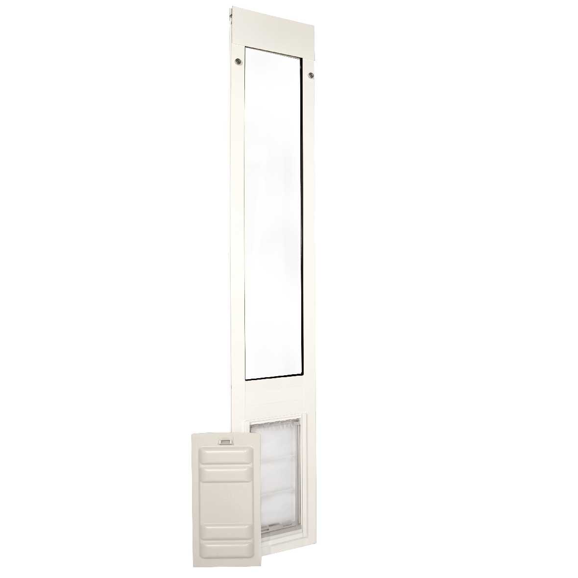 A white patio panel pet door is shown on a white background._Color_White
