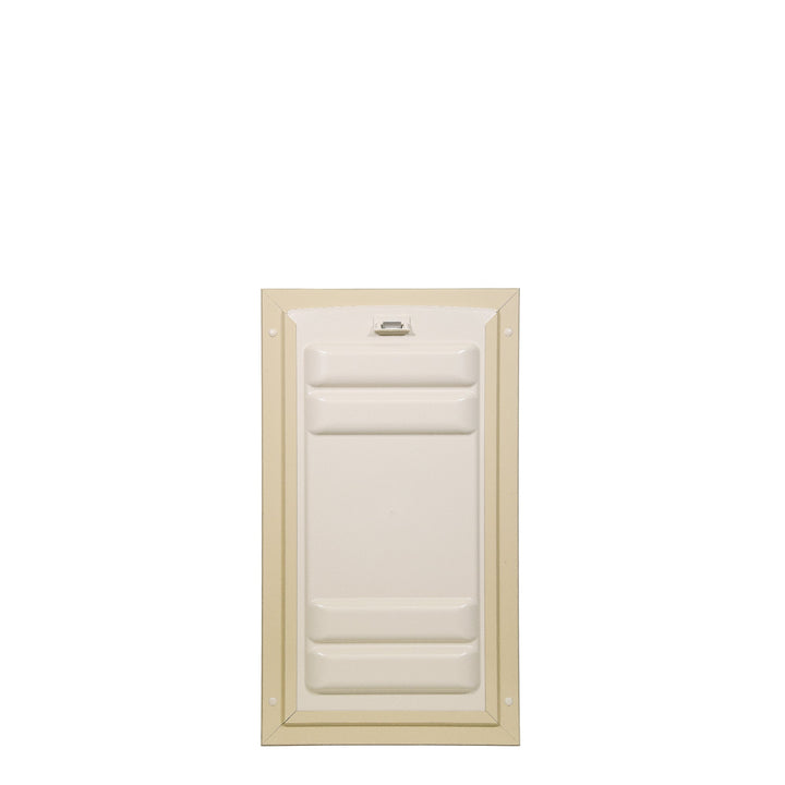 Beige pet door on white background.