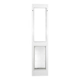 White sliding glass door insert with pet door.