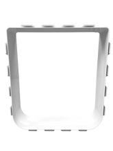 A gray rectangular object with a white frame.