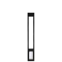 Black pet door frame with clear flap insert.