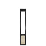 Black-framed pet door insert.