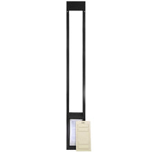 A dog door insert for a sliding glass door with a closing panel.