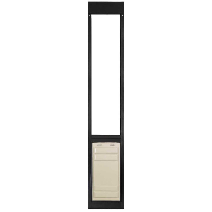 Black sliding glass door pet door insert.