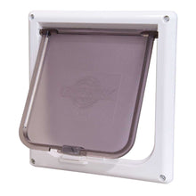 White plastic PetSafe pet door with a flexible, transparent flap.