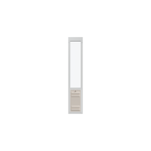 A white pet door is isolated on a white background.